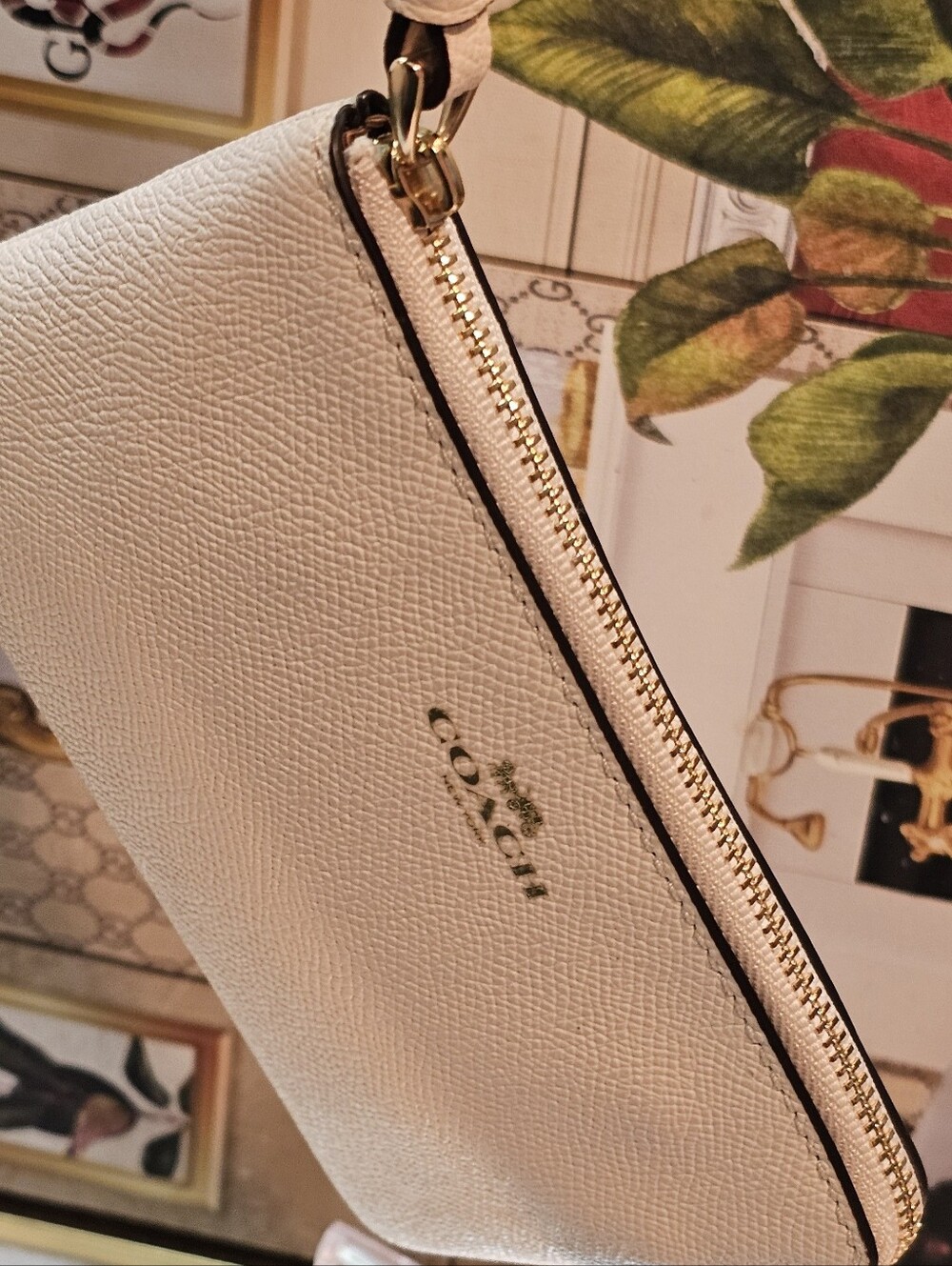 Coach Chalk Cross-Grain Leather Wristlet - Picture 2 of 16